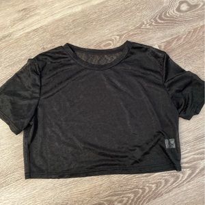 Shein pretty black sheer crop top